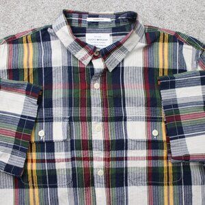 Lucky Brand Shirt Men Large Colorful Saturday Stretch Classic Fit Seersucker S/S